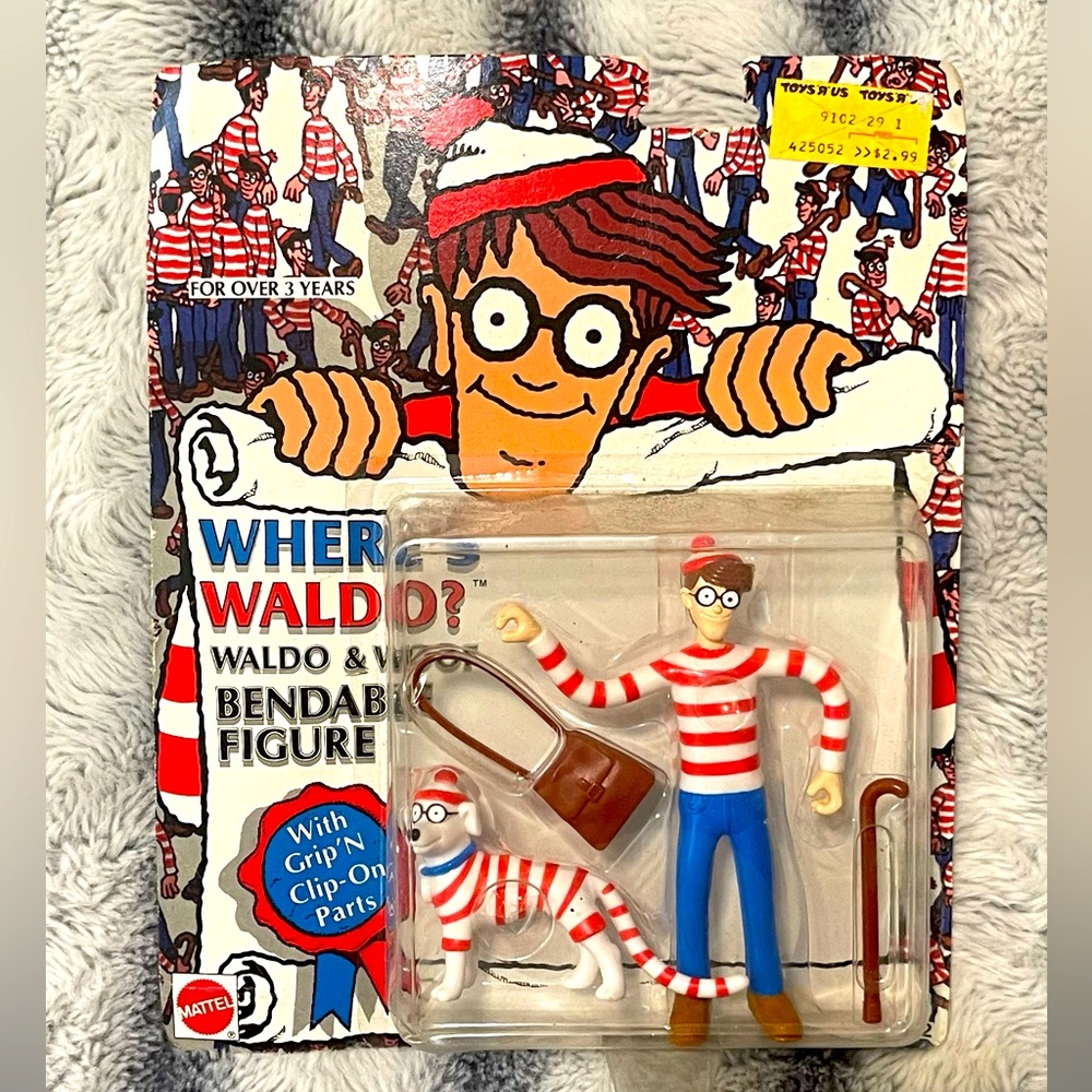 1991 Vintage "Where's Waldo?" bendable figure set-Waldo and his dog Woof.